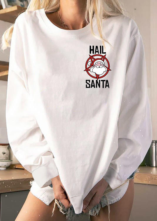 

Sweatshirts Hail Santa Long Sleeve Sweatshirt in White. Size: ,M,L,XL