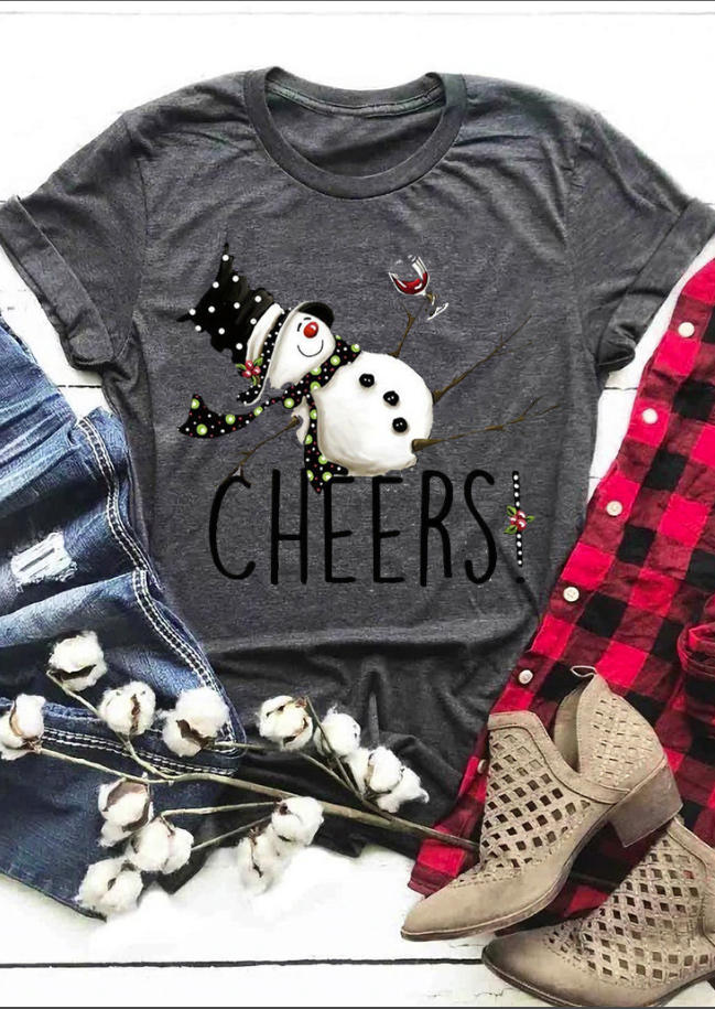 

T-shirts Tees Snowman Wine Cheers T-Shirt Tee in Dark Grey. Size: ,M,L,XL