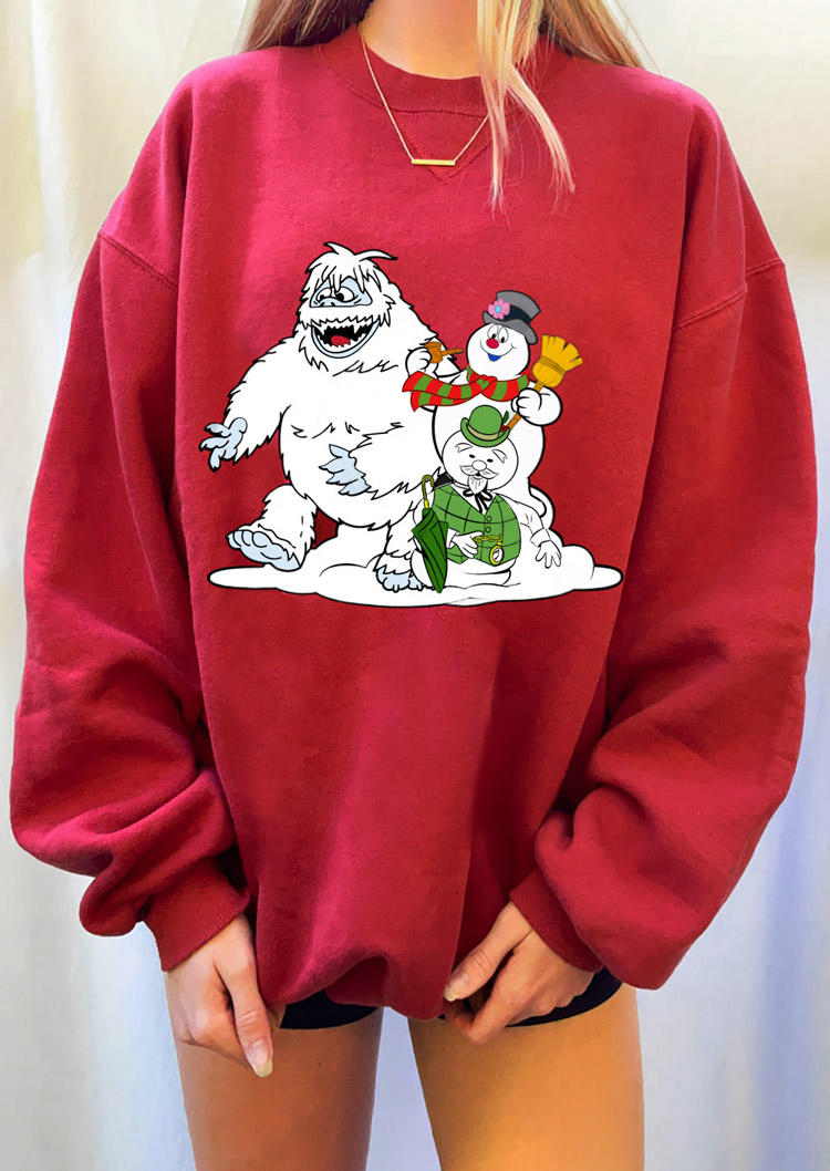 

Sweatshirts Snowman Long Sleeve O-Neck Sweatshirt in Red. Size: ,M,L,XL