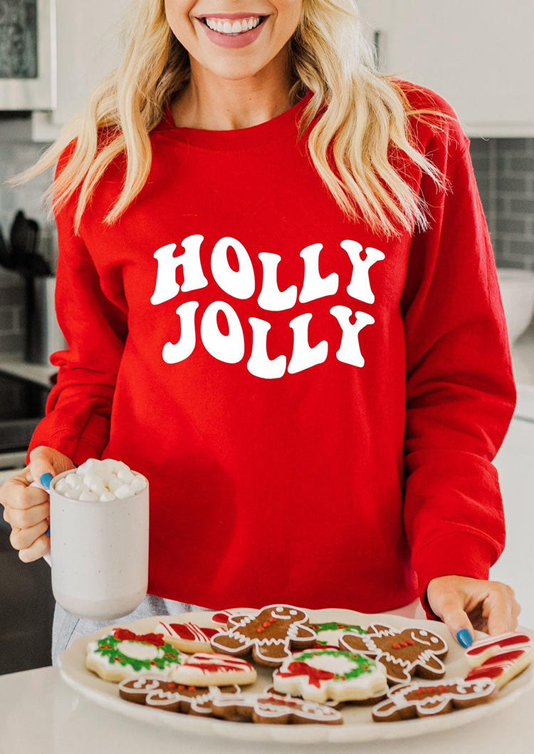 

Sweatshirts Christmas Holly Jolly Long Sleeve Sweatshirt in Red. Size: ,M,L,XL