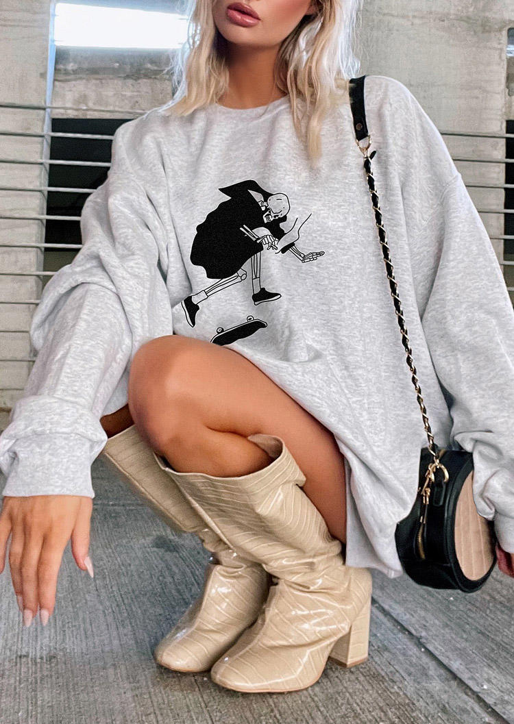 

Sweatshirts Skeleton Skateboard Long Sleeve Sweatshirt in Gray. Size: ,M,L,XL