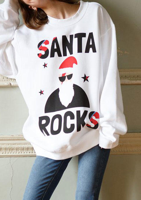 

Sweatshirts Santa Rocks Long Sleeve Sweatshirt in White. Size: ,M,L,XL