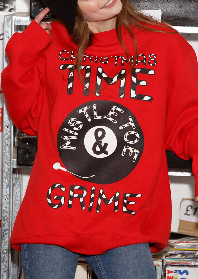 

Sweatshirts Christmas Time Mistletoe Grime Sweatshirt in Red. Size: ,M,L,XL