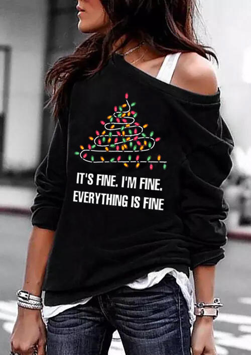 Sweatshirts It's Fine I'm Fine Everything Is Fine Sweatshirt in Black. Size: L,M,S
