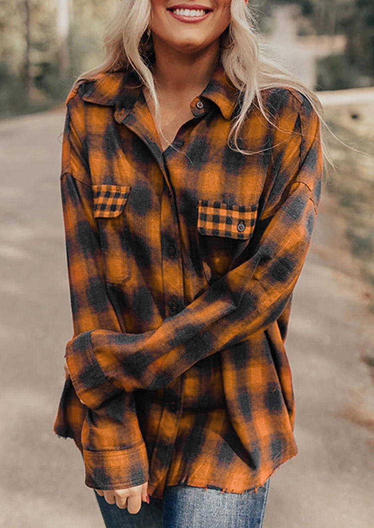 

Shirts Plaid Pocket Button Long Sleeve Shirt -Yellow in Yellow. Size: ,M,L,XL