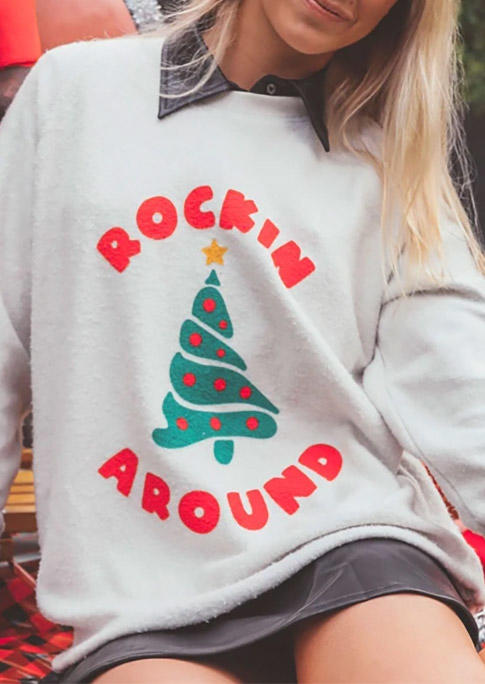 

Sweatshirts Christmas Tree Rocking Around Sweatshirt in White. Size: ,M,L,XL