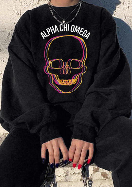 

Sweatshirts Alpha Chi Omega Skull Sweatshirt in Black. Size: ,M,L,XL
