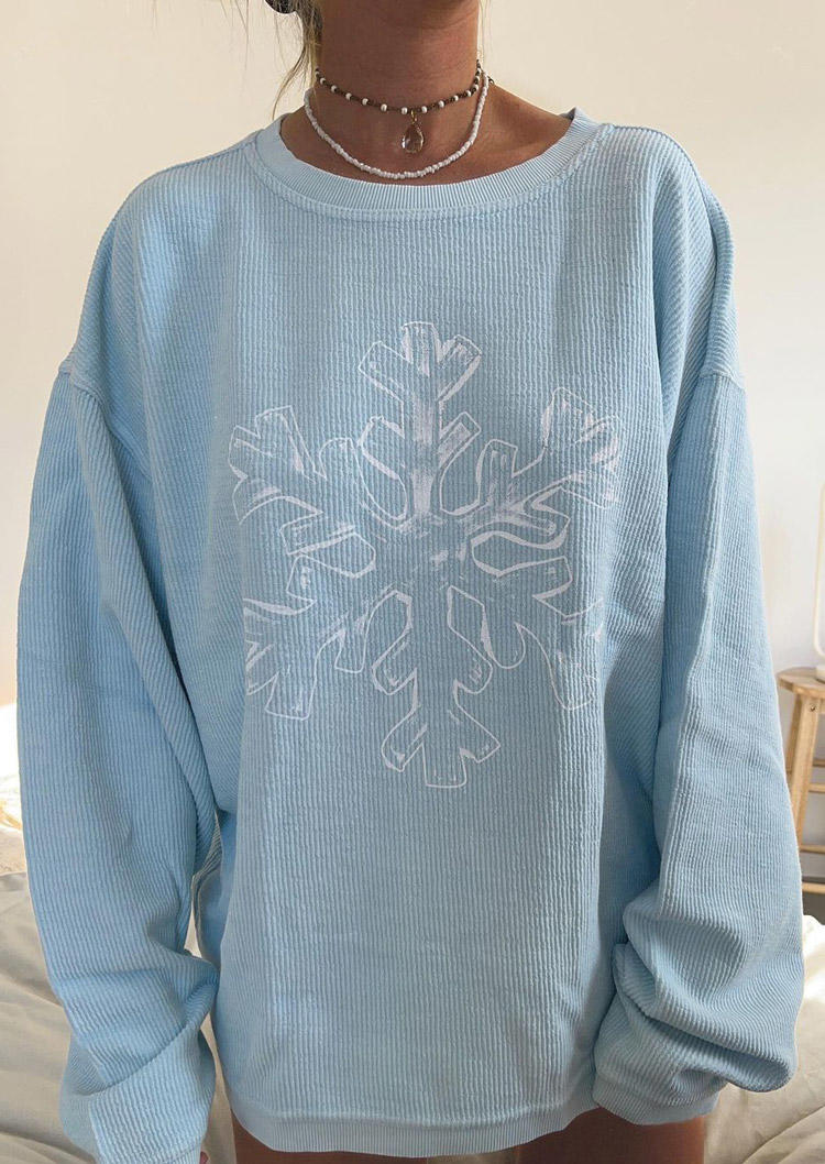 

Sweatshirts Snowflake Long Sleeve O-Neck Sweatshirt in Light Blue. Size: ,M,L,XL