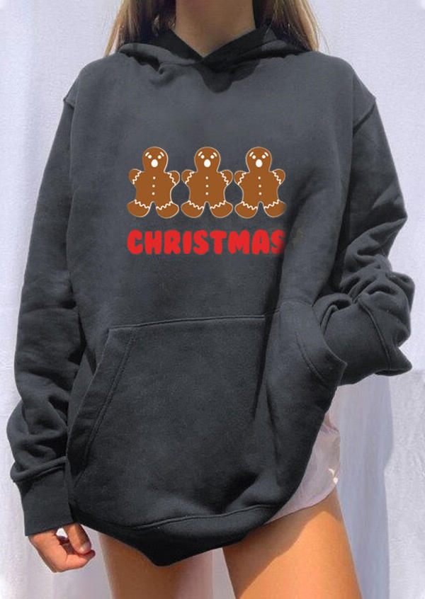 

Hoodies Gingerbread Man Christmas Hoodie in Dark Grey. Size: ,M,L,XL
