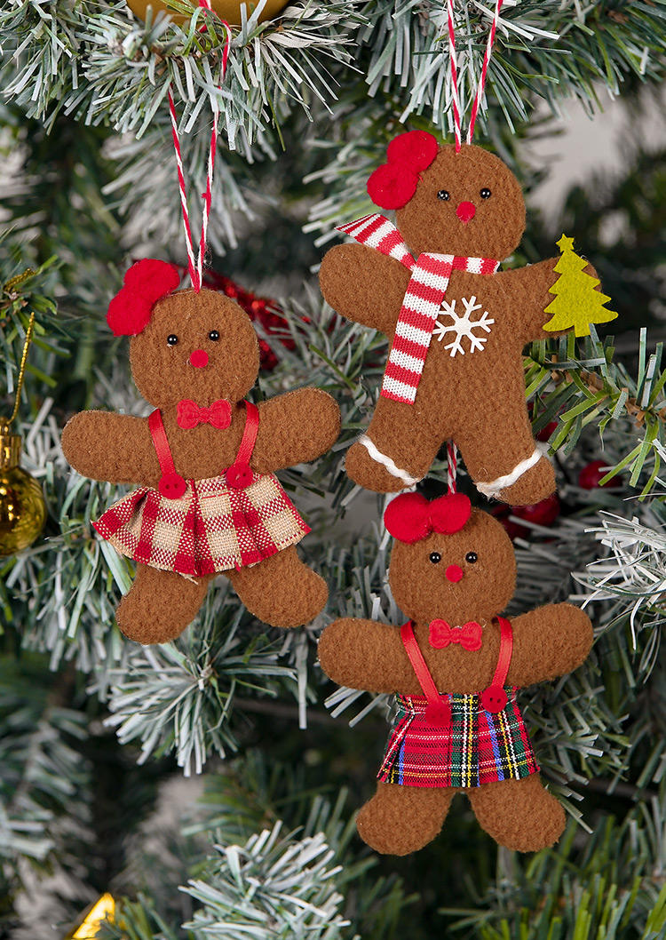 

Christmas Decoration 3Pcs Gingerbread Man Christmas Tree Hanging Ornament in Pattern2. Size
