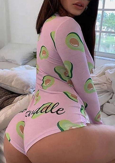 

Sleepwear Avocado Long Sleeve One-Piece Pajamas in Pink. Size: ,M,L,XL