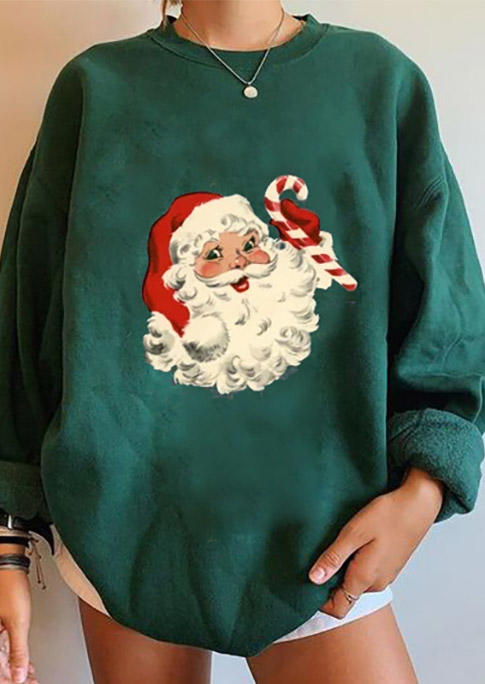 

Sweatshirts Christmas Santa Claus Pullover Sweatshirt in Dark Green. Size: ,M,L,XL