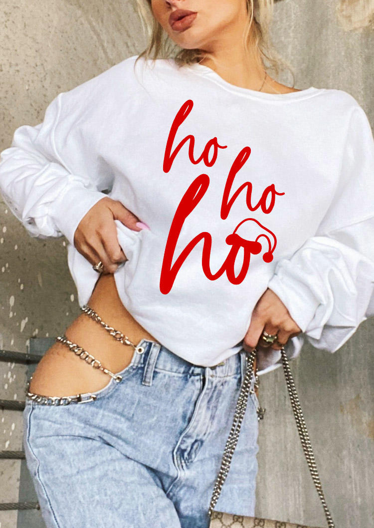 

Sweatshirts Christmas Hat Ho Ho Ho Sweatshirt in White. Size: ,M,L,XL