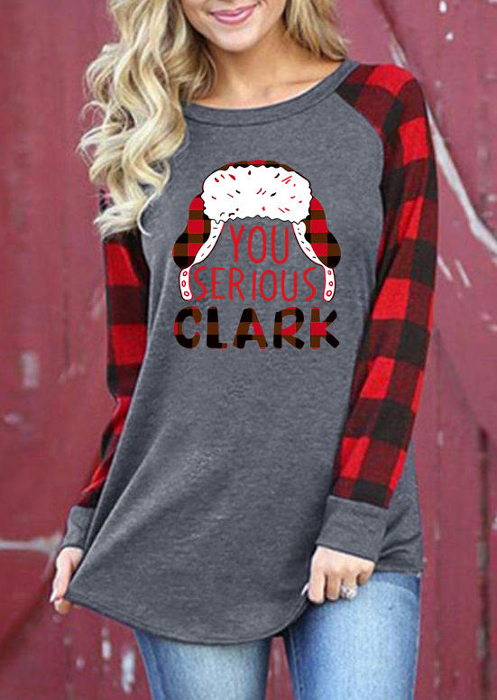 T-shirts Tees Plaid You Serious Clark T-Shirt Tee in Gray. Size: L,M