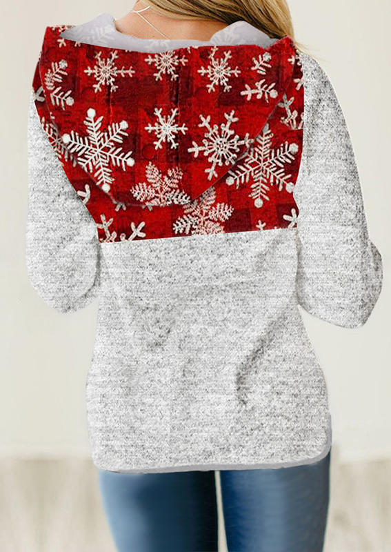 

Hoodies Christmas Buffalo Plaid Snowflake Drawstring Hoodie in Gray. Size: ,L