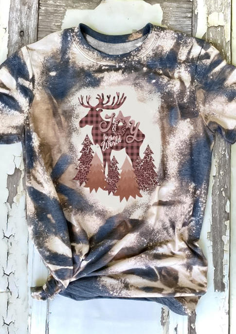 T-shirts Tees Joy To The World Reindeer T-Shirt Tee in Multicolor. Size: M,S