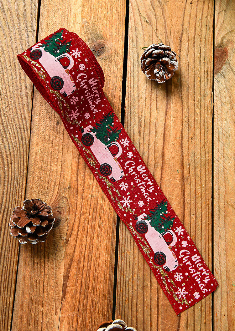 

Christmas Decoration Merry Christmas Truck Ribbon Ornament in Gray. Size