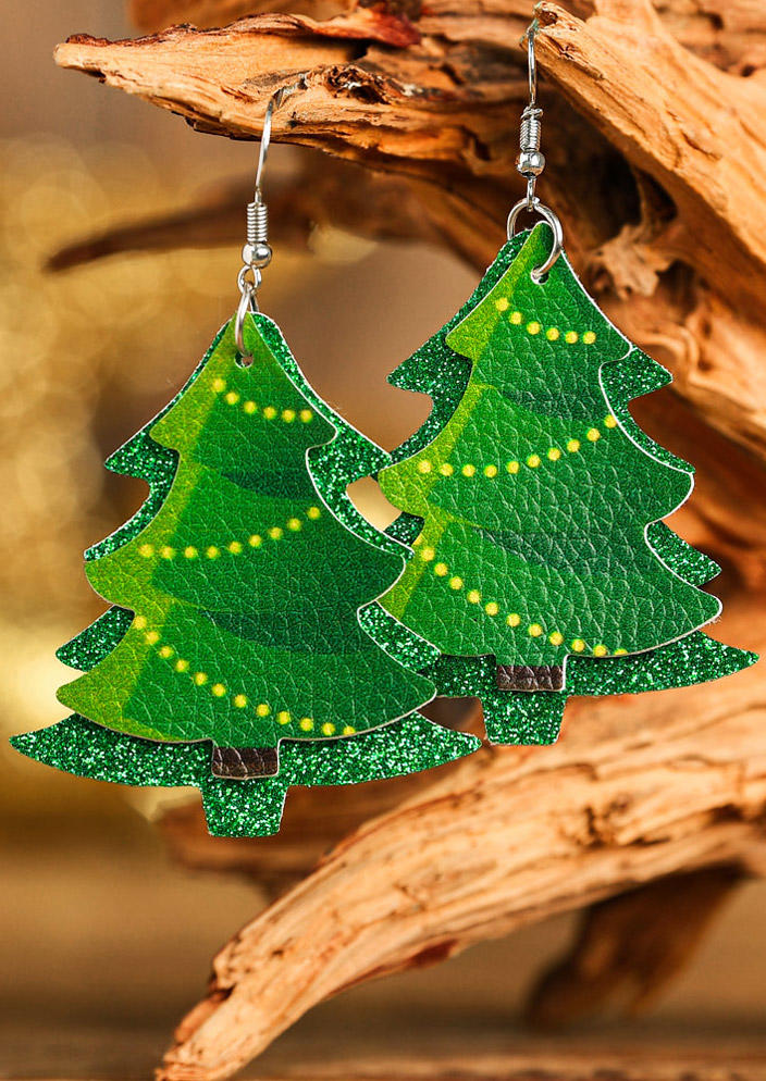 

Earrings Christmas Tree Gnome Plaid Multi-Layered Earrings in Green,Red. Size