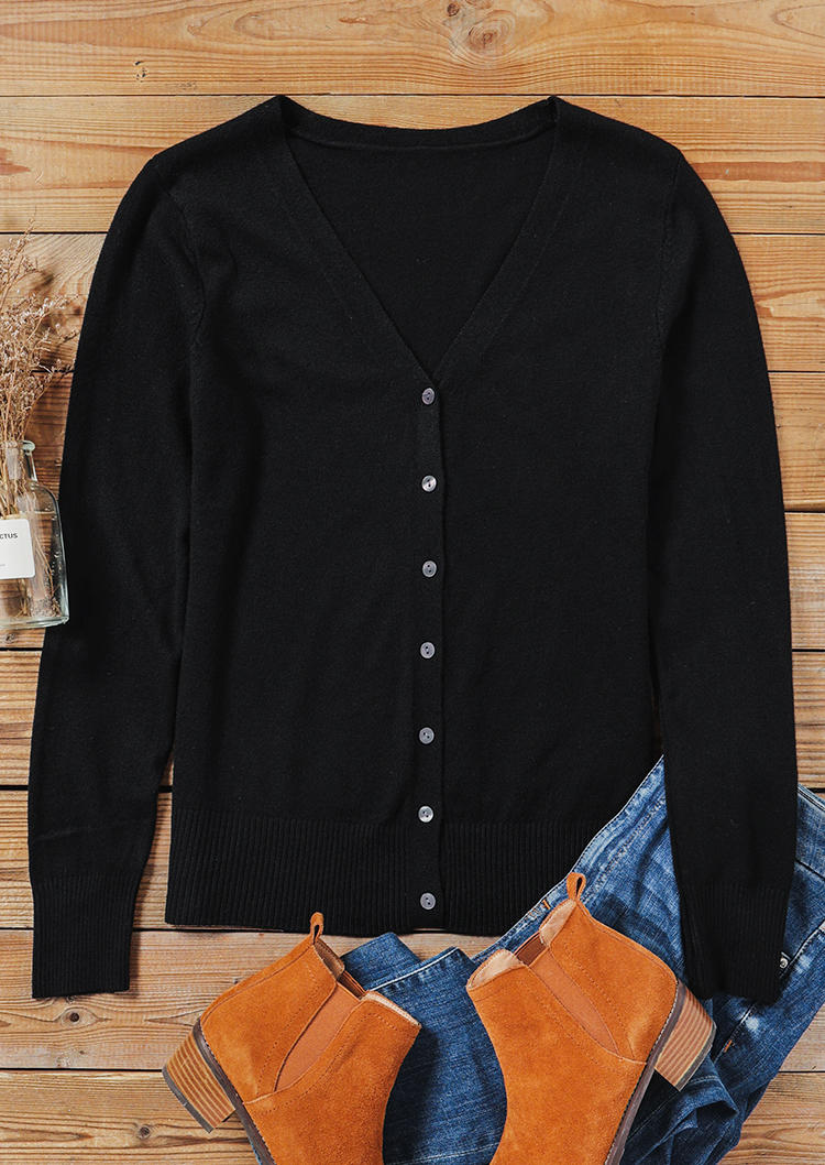 

Blouses Knitted Button Long Sleeve Blouse in Black. Size: ,M