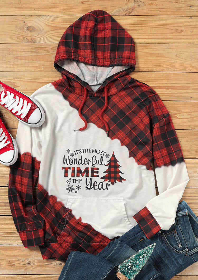 Hoodies Wonderful Time Of The Year Plaid Hoodie in Multicolor. Size: M