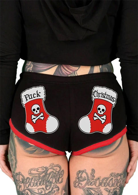 

Shorts Christmas Funny Graphic Drawstring Shorts in Black. Size: ,M,L,XL