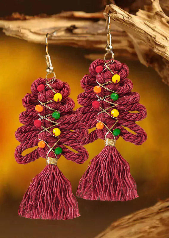 

Earrings Christmas Tree Tassel Earrings in Green. Size