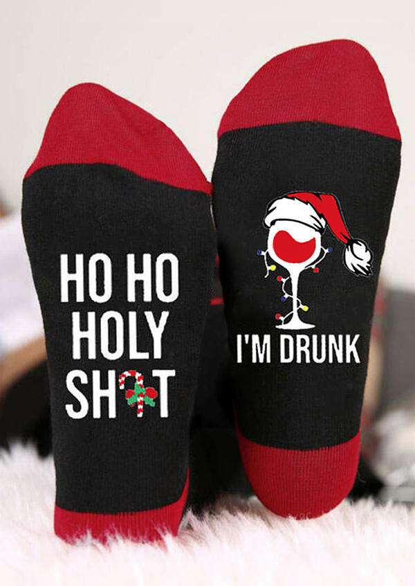 

Crew Socks Ho Ho I'm Drunk Casual Crew Socks in White. Size