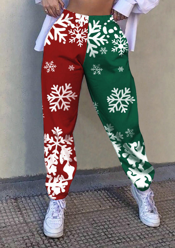 

Pants Christmas Color Block Snowflake Sweatpants in Multicolor. Size: ,M,L,XL