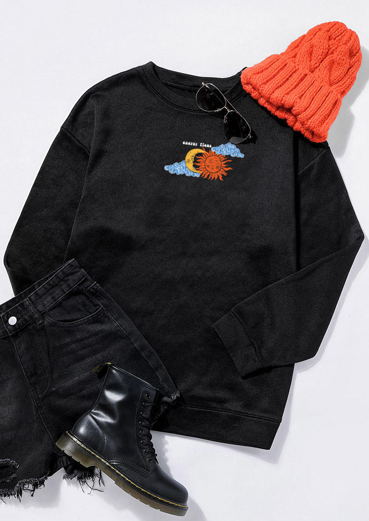 

Sweatshirts Sun Moon Long Sleeve Sweatshirt in Black. Size: ,M,L,XL