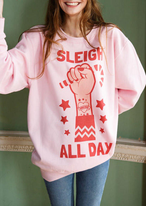 

Sweatshirts Sleigh All Day Long Sleeve Sweatshirt in Pink. Size: ,M,L,XL