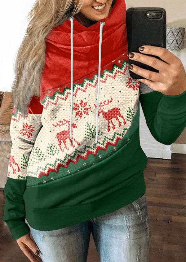 

Hoodies Christmas Reindeer Long Sleeve Hoodie in Multicolor. Size: ,M,L,XL