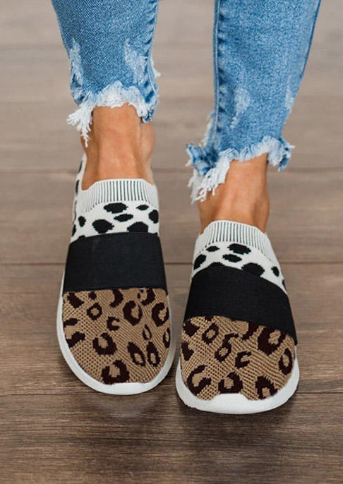 

Sneakers Leopard Cow Color Block Slip On Flat Sneakers in Leopard. Size