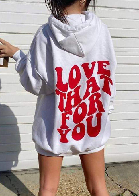 Love That For You Long Sleeve Hoodie - White