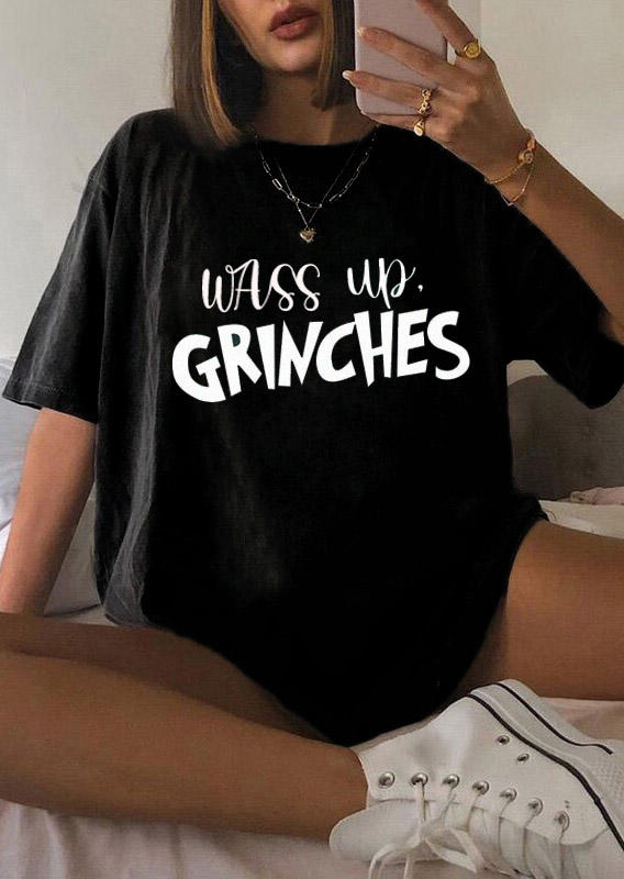 

T-shirts Tees Christmas Wass Up Grinches T-Shirt Tee in Black. Size: ,M,L,XL