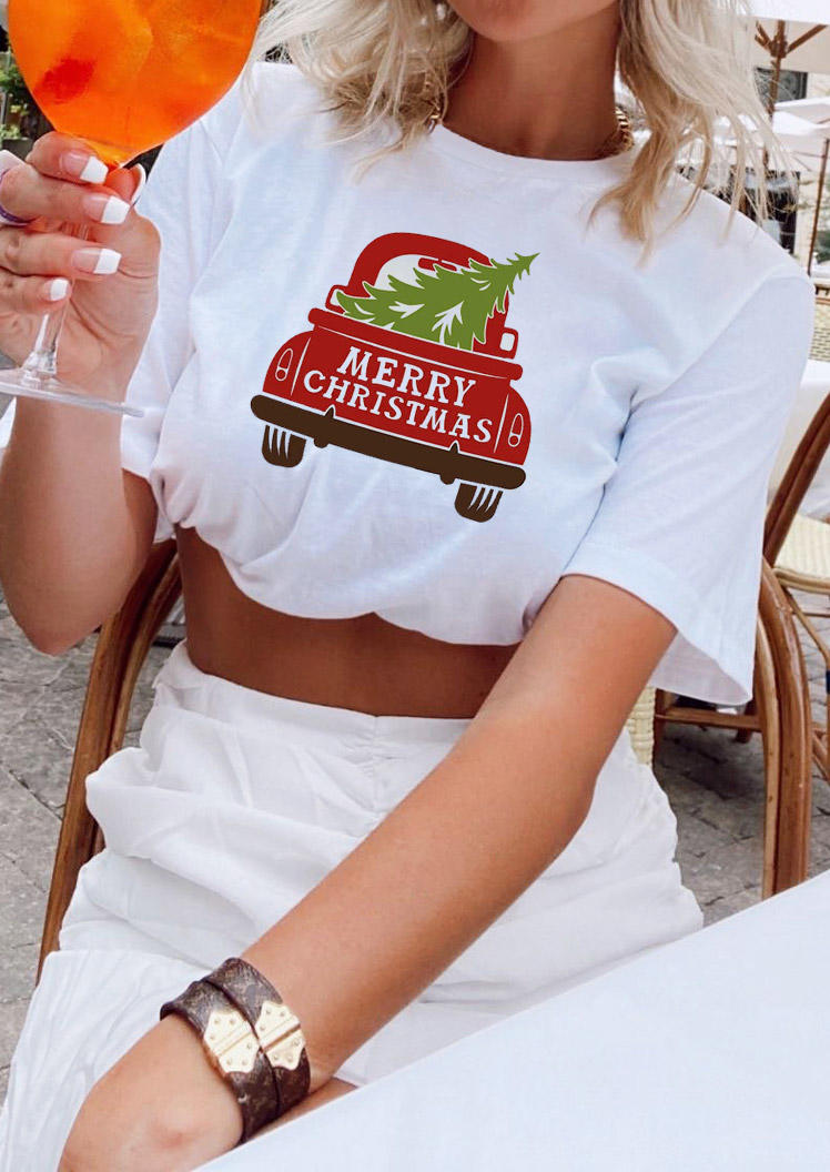 

T-shirts Tees Merry Christmas Tree T-Shirt Tee in White. Size: ,M,L,XL