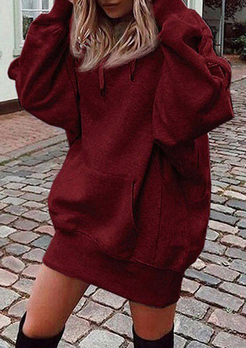 

Mini Dresses Kangaroo Pocket Mini Sweatshirt Dress in Burgundy. Size: ,L