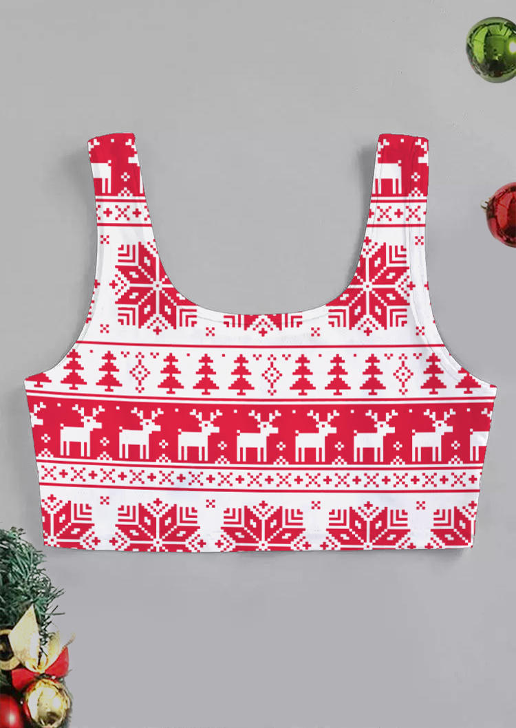 

Crop Tops Christmas Reindeer Crop Tank Top in White. Size: ,M,L,XL