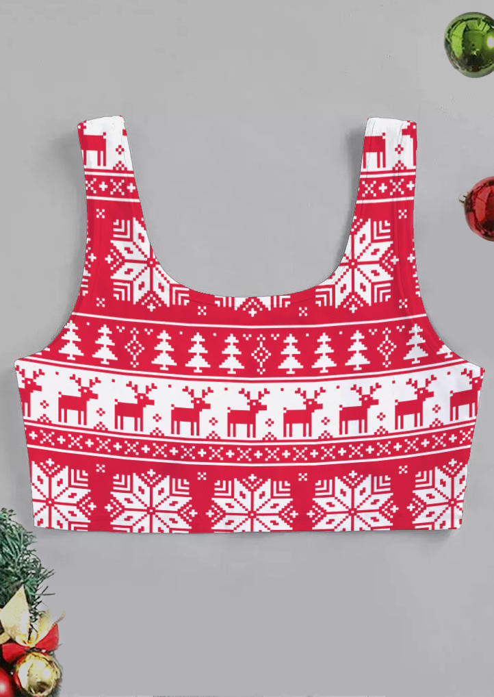 

Crop Tops Christmas Reindeer Crop Tank Top in Red. Size: ,M,L,XL