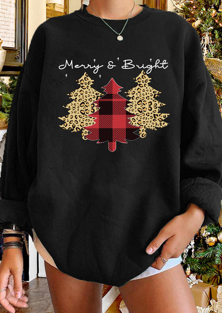 

Sweatshirts Merry Bright Leopard Plaid Sweatshirt in Black. Size: ,M,L,XL