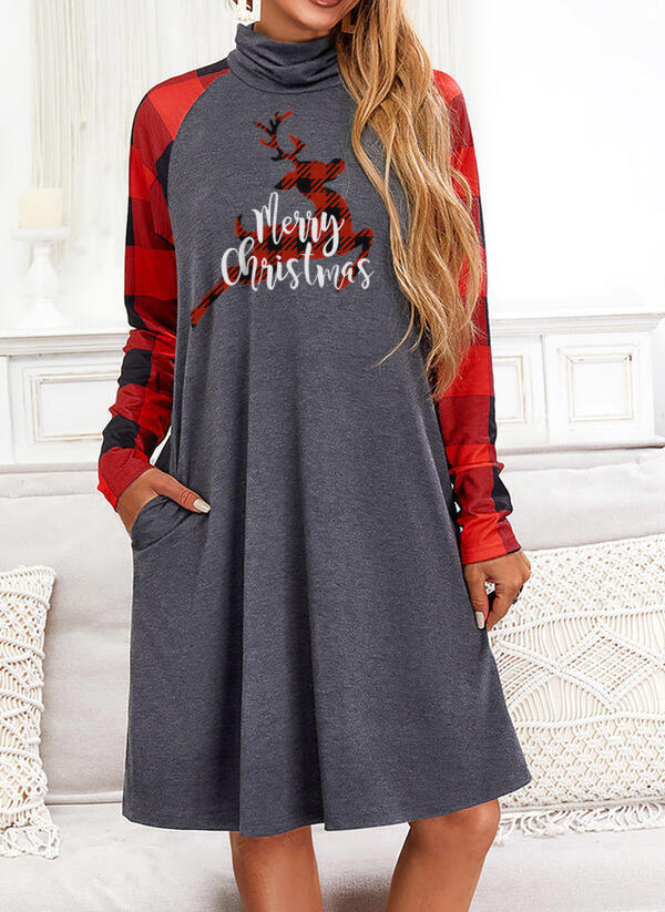 Merry Buffalo Plaid Reindeer Mini Dress