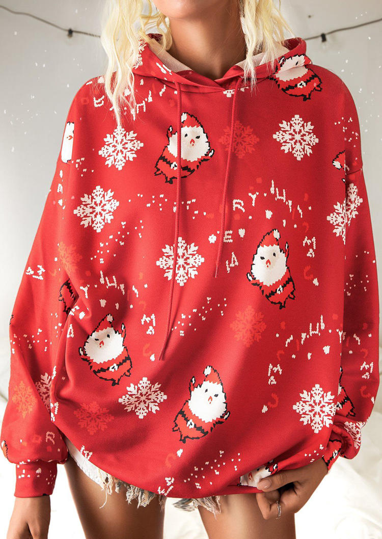 

Hoodies Christmas Santa Claus Snowflake Hoodie in Red. Size: ,M,L,XL