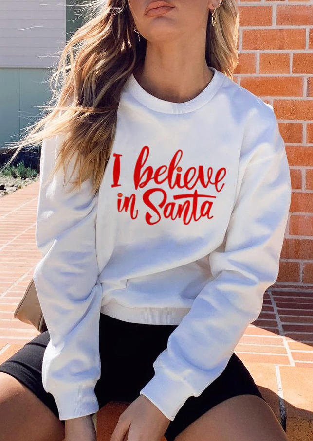 

Sweatshirts I Believe In Santa Long Sleeve Sweatshirt in White. Size: ,M,L,XL