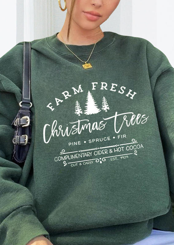 

Sweatshirts Christmas Trees Farm Fresh Long Sleeve Sweatshirt in Green. Size: ,M,L,XL