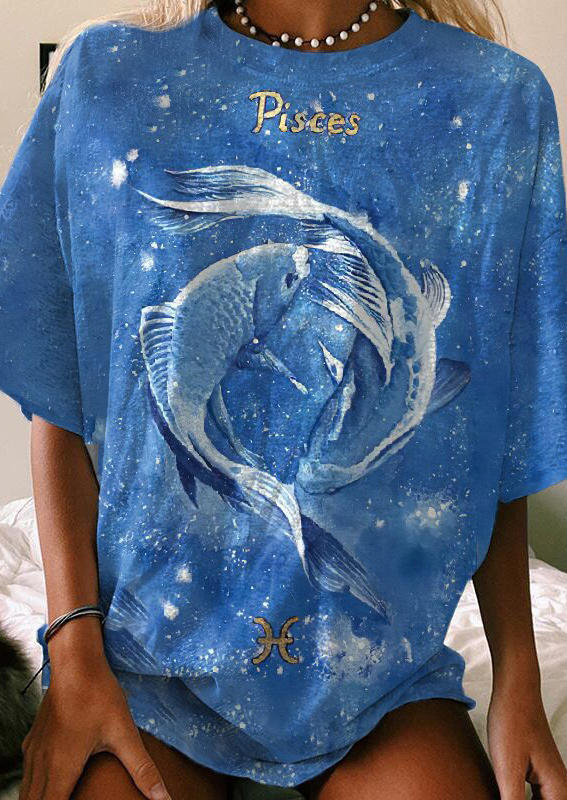 

T-shirts Tees Pisces Tie Dye T-Shirt Tee in Blue. Size: ,M,L,XL
