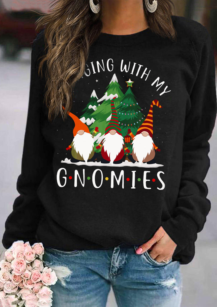 Christmas Hanging With My Gnomies Sweatshirt - Black