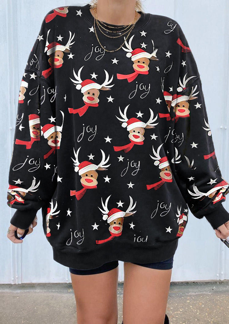 

Sweatshirts Christmas Reindeer Long Sleeve Sweatshirt in Black. Size: ,M,L,XL