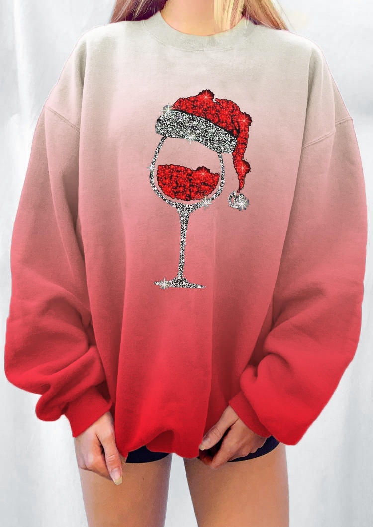 

Sweatshirts Christmas Wine Glass Gradient Sweatshirt in Red. Size: ,M,L,XL
