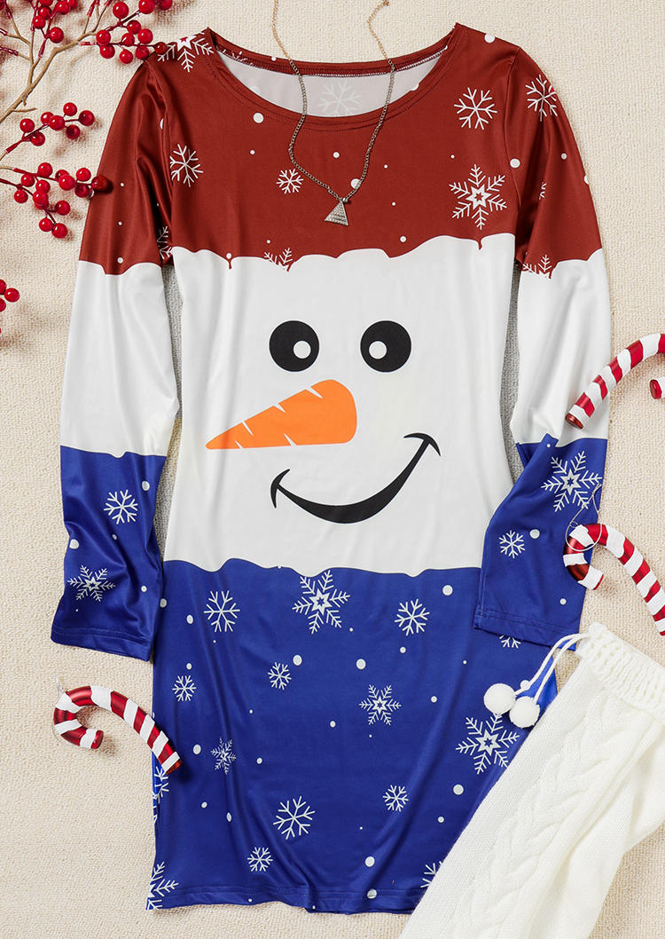 

Mini Dresses Snowman Color Block Mini Dress in Multicolor. Size: ,M,XL