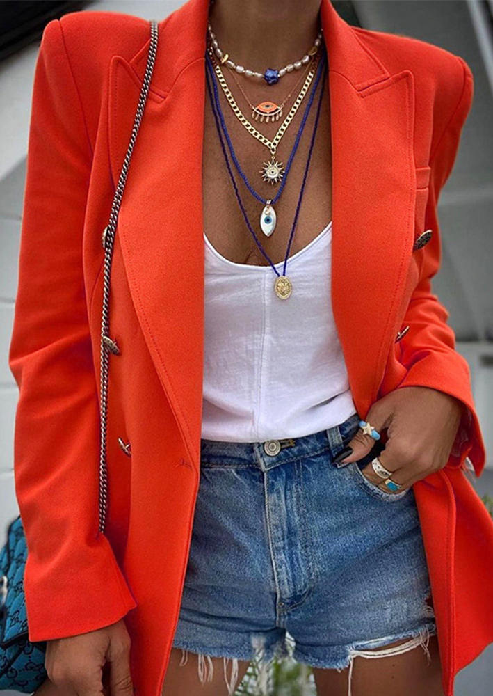 

Blazers Button Long Sleeve Blazer in Orange. Size: ,M,L,XL