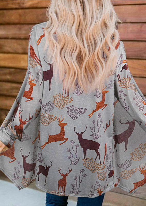 

Cardigans Christmas Reindeer Open Front Cardigan in Gray. Size: ,M,L,XL